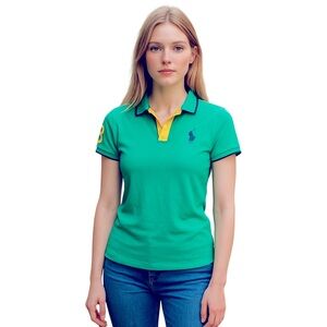 U.S. Polo Assn. Collared Teal Women’s Short Sleeve 100% Cotton Shirt Size Medium